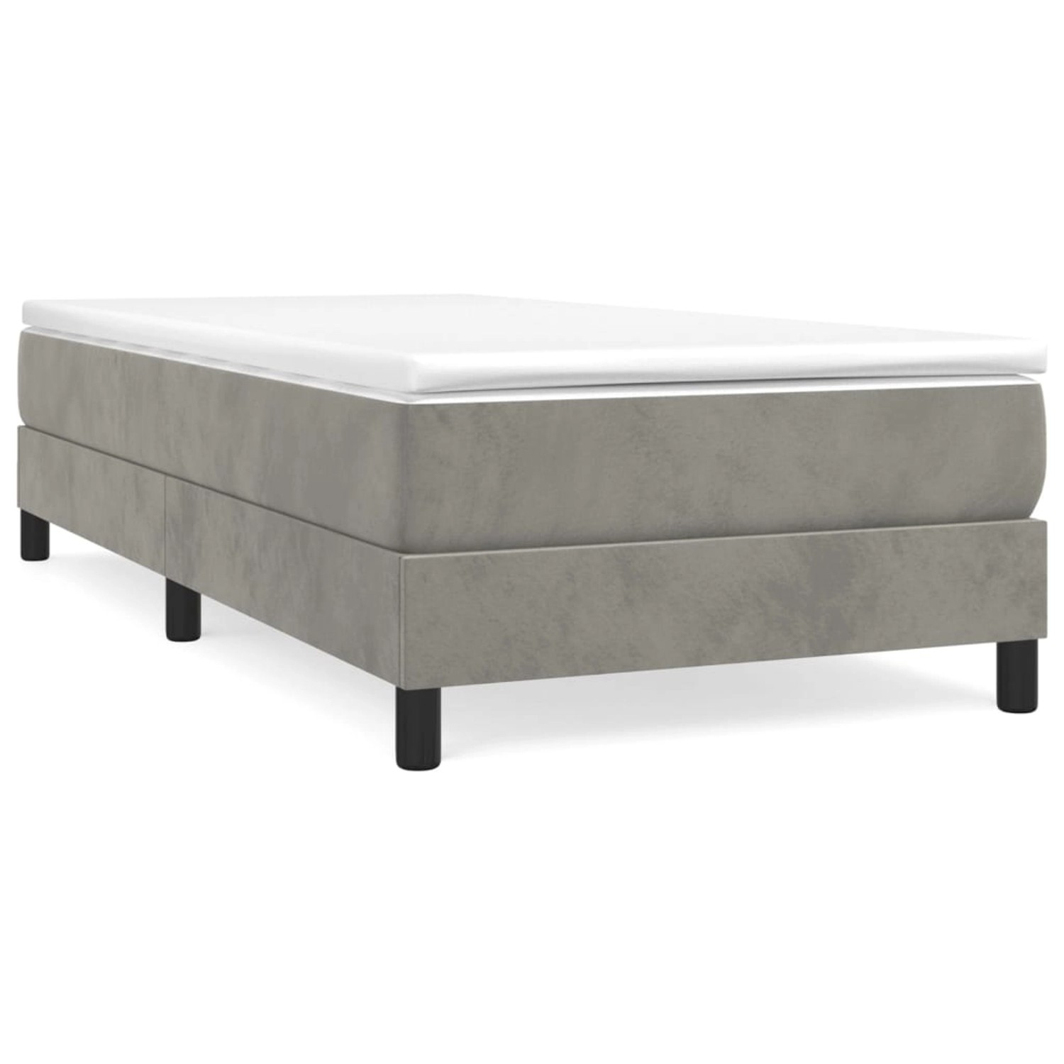 vidaXL Boxspringbett mit Matratze Hellgrau 90x190 cm Samt1537423