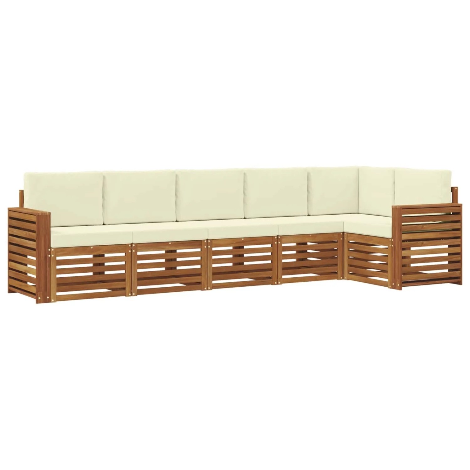 vidaXL Sofagarnituren 6 Tlg Natur und Creme Massivholz Akazie 3374895