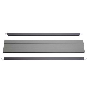 MCW Abschluss-Set für WPC-Sichtschutz Savoie, grau, bestehend aus Abschlussbrett und zwei Abschlussleisten.