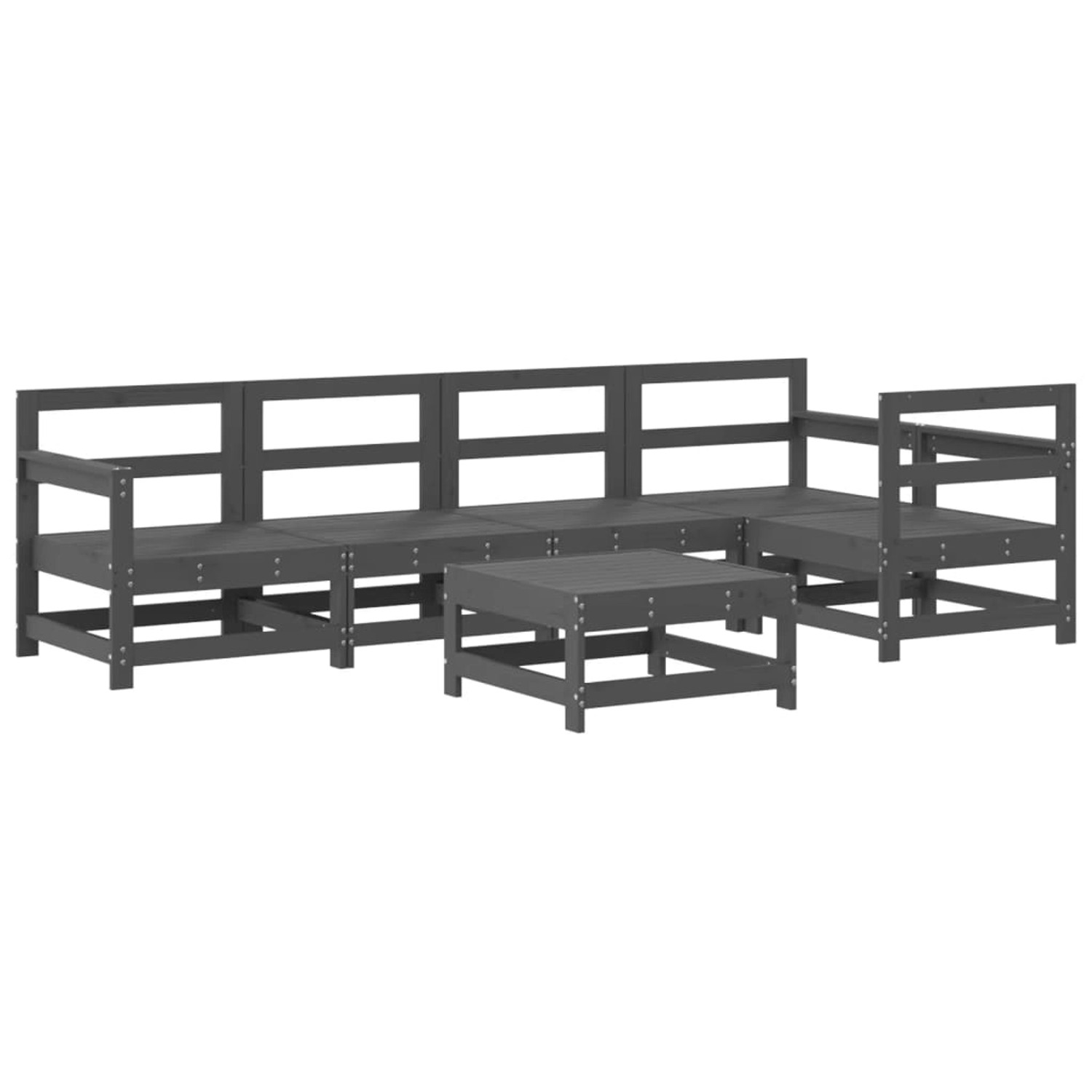 vidaXL 6-tlg Garten-Lounge-Set Grau Massivholz Kiefer Modell 15 günstig online kaufen