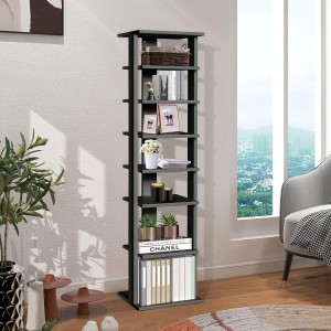 Costway Schuhregal, 8-stufig, höhenverstellbar, Holz, Schwarz. Vertikales Regal für Schuhe und mehr.