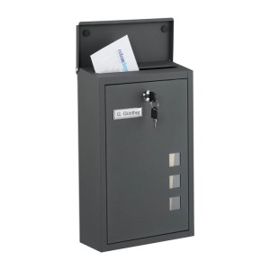 Relaxdays Briefkasten Hochformat Eisen Anthrazit Abschließbar 40 cm x 25 cm x 11,5 cm 2 kg