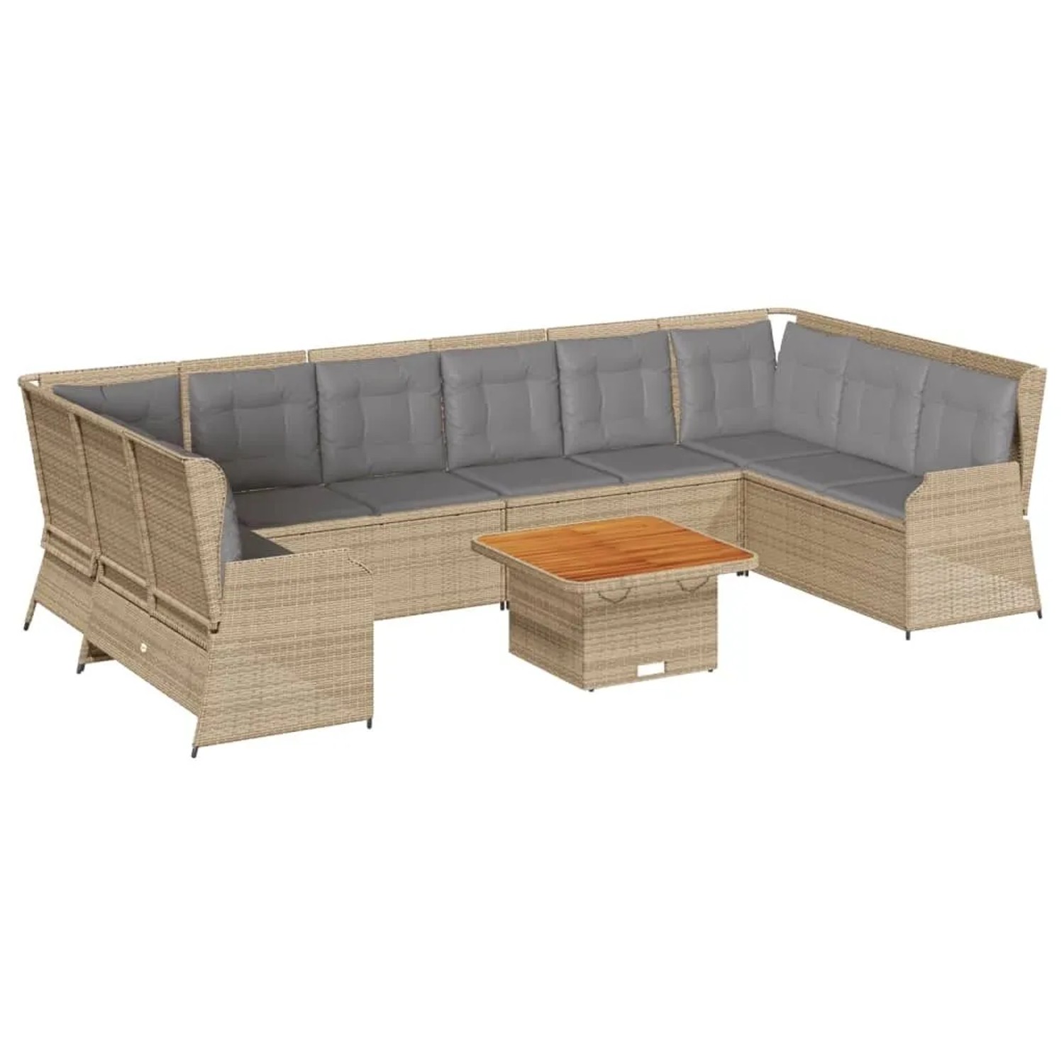 vidaXL 7-Tlg Garten-Lounge-Set mit Kissen Beige Poly Rattan 3262381