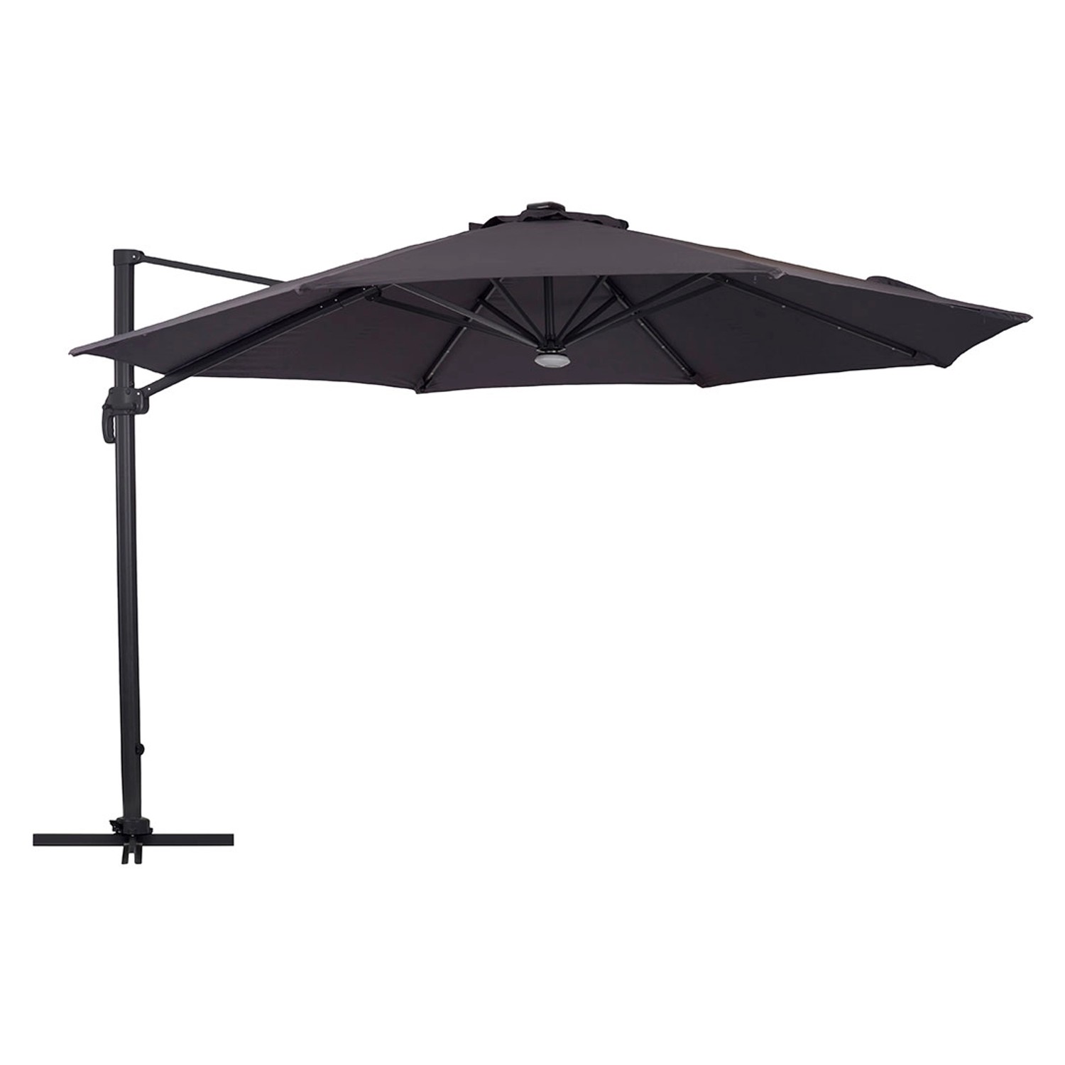 ebuy24 Torben Hängesonnenschirm Ø3,5M mit Solarlampe Schwarz Grau günstig online kaufen
