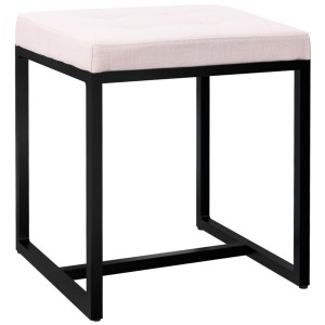 Cremefarbener CLP Sitzhocker Barci aus Stoff mit schwarzem Metallgestell, gepolstert.