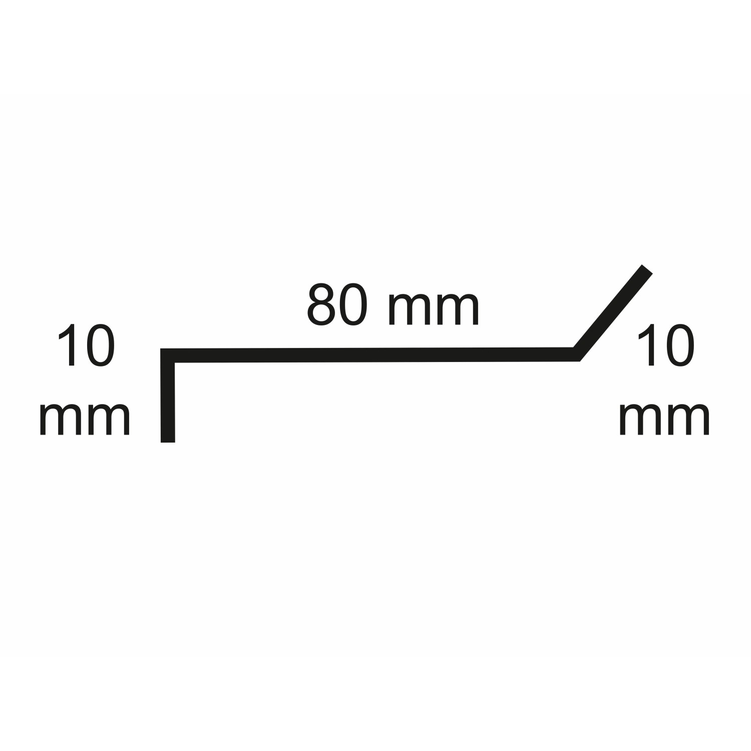 Sarei Flachprofil 10/80/10 HG9: Schematische Darstellung des Profils mit Maßen.
