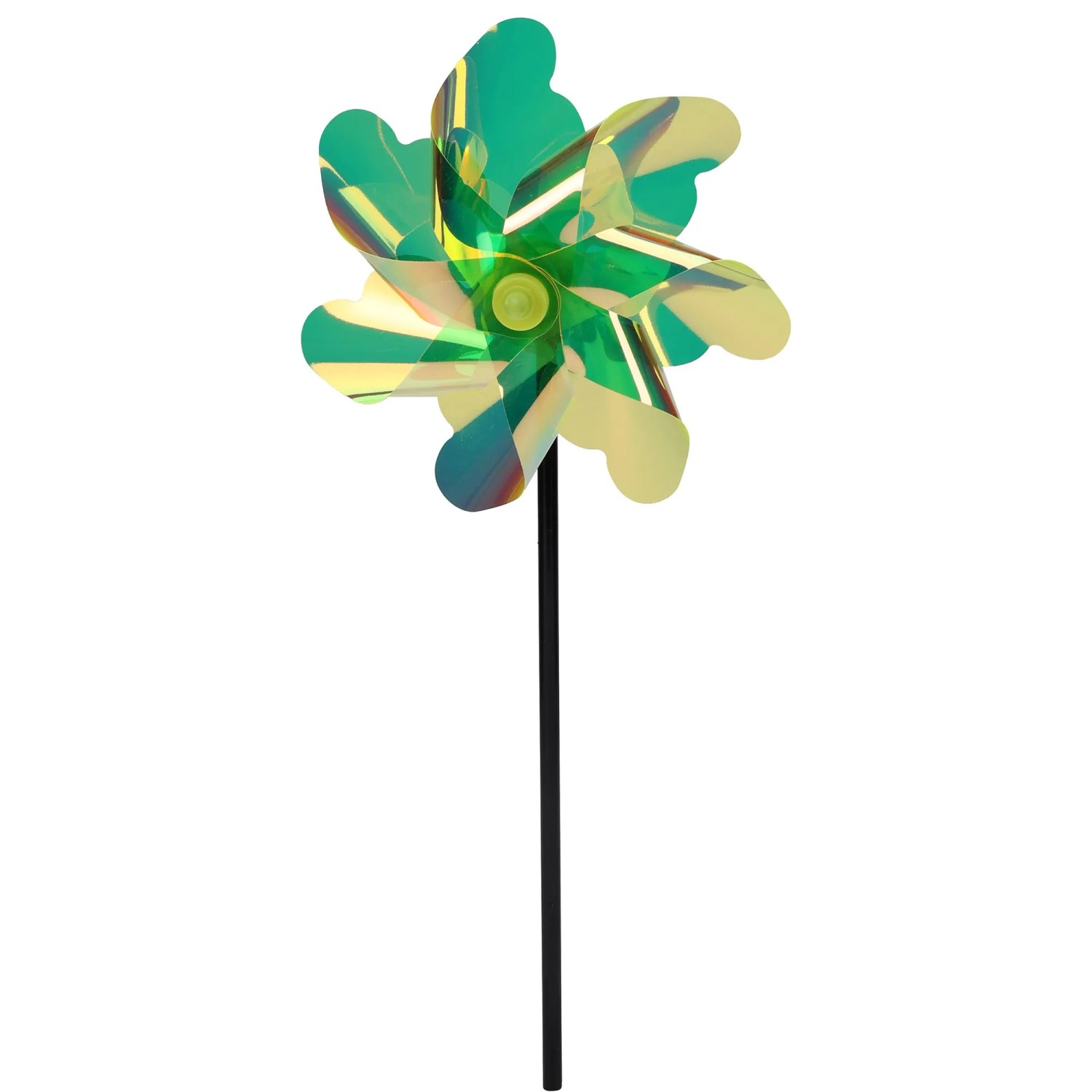 Windrad aus Kunststoff, Ø 18cm, Höhe 42cm, in Grün-Gelb. Dekorative Gartenfigur.