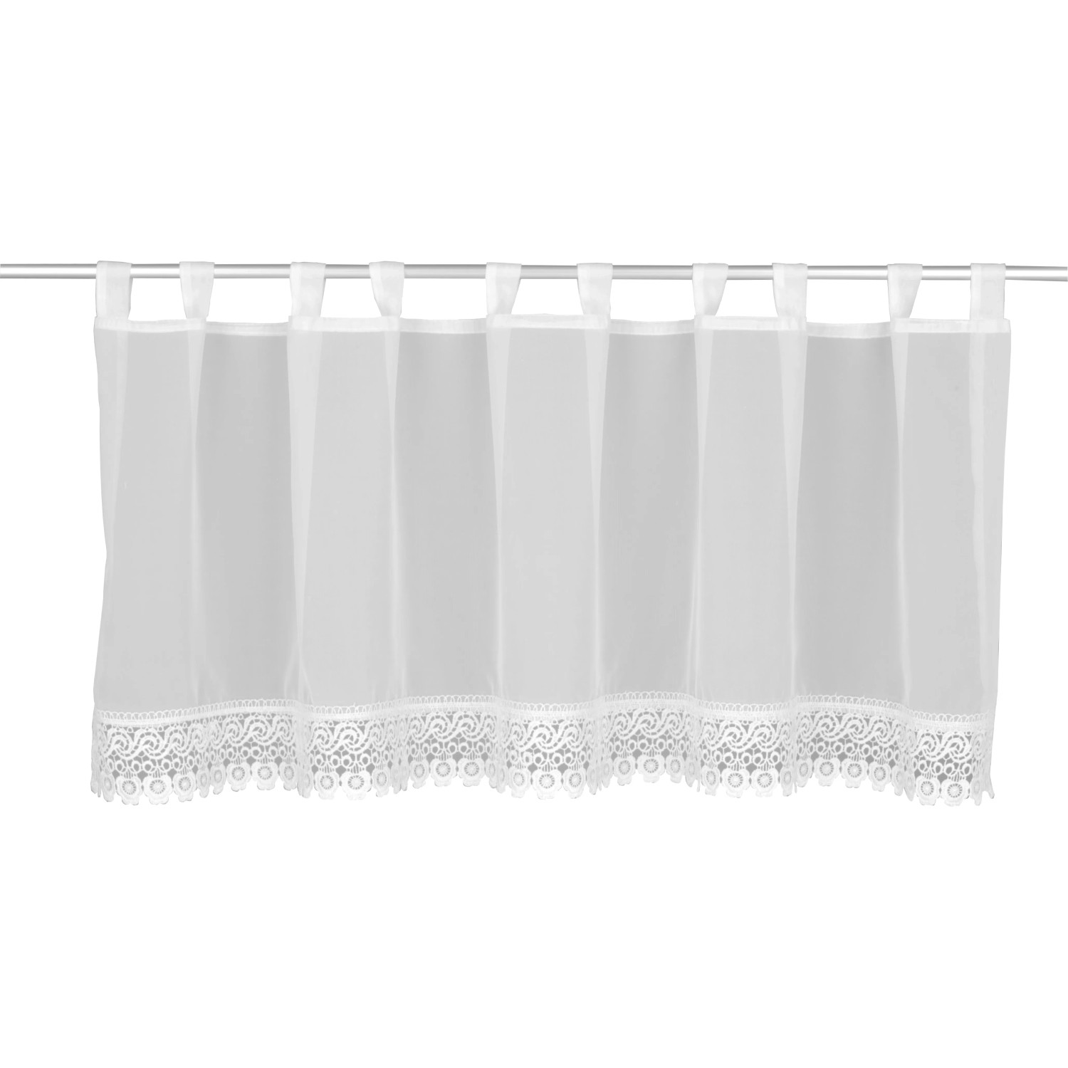 Weißes Schlaufenpanneau Lucinda von Neusser Collection, 45x140 cm, mit Bordüre. Fenstervorhang für Gardinenstange.