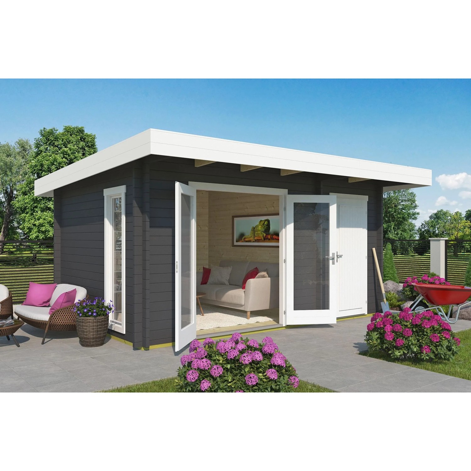 Lasita Gartenhaus Chameleon 44 Carbongrau 450 cm x 300 cm