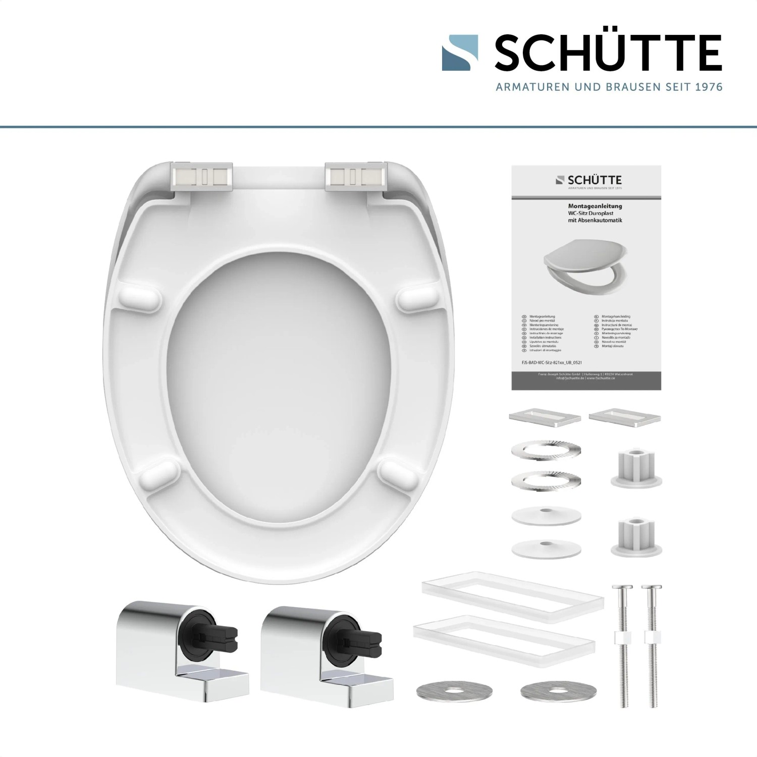 Schütte WC-Sitz Industrial Grey Duroplast mit Absenkautomatik und Montagezubehör.