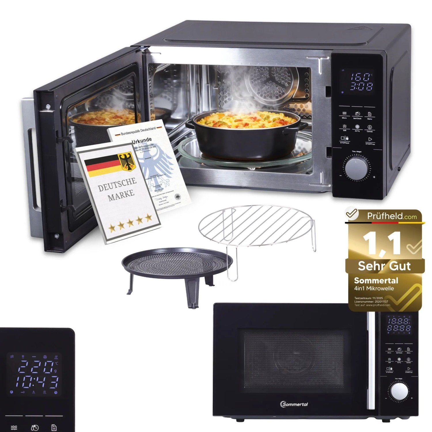 Sommertal 4in1 Mikrowelle MW2200 25L Touch Grill Heißluft 8 Programme günstig online kaufen