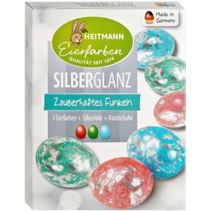 Brauns-Heitmann Eierfarben Silberglanz: Set mit 3 Farben (Rot, Grün, Türkis) und Silberfolie für glänzende Ostereier.