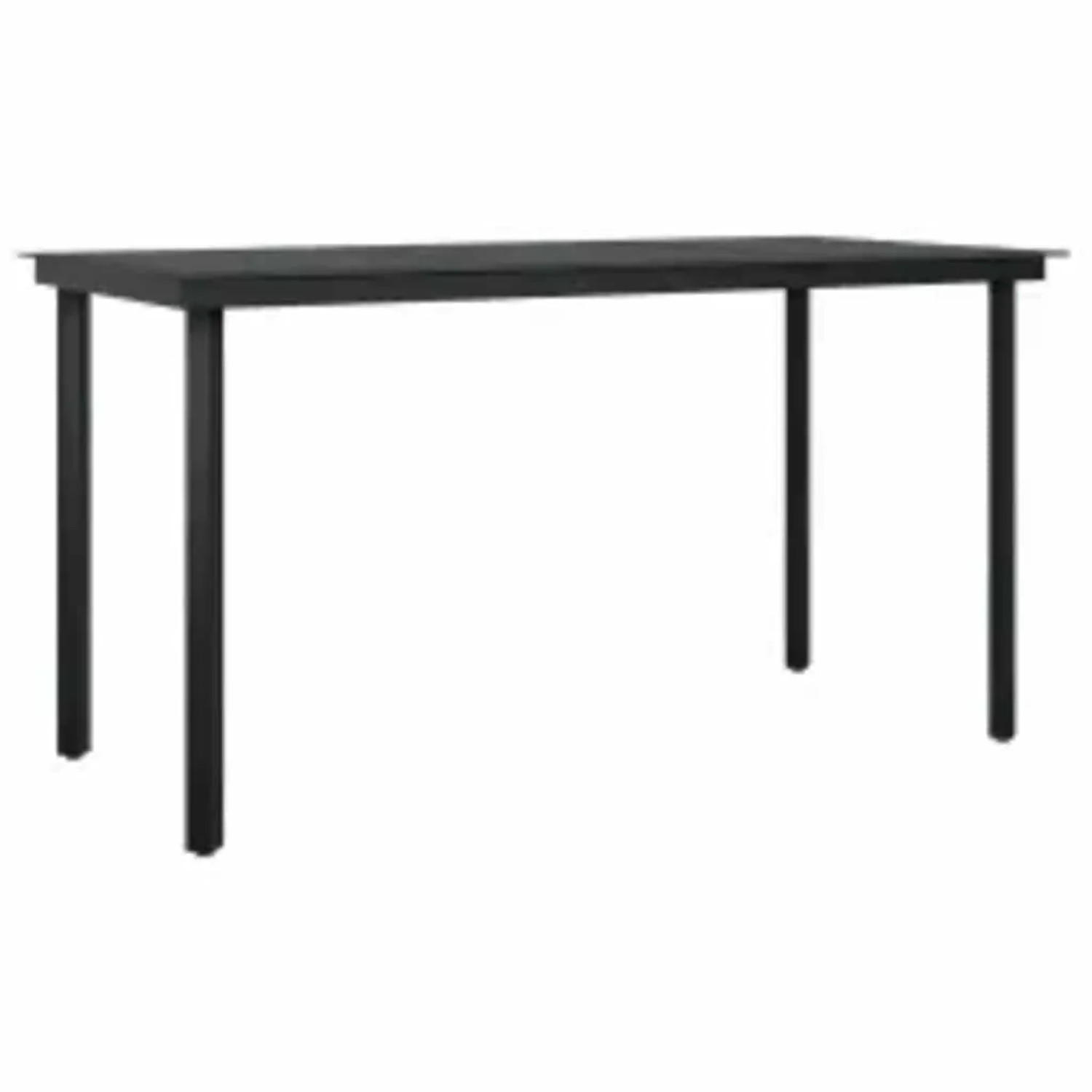 Schwarzer vidaXL Gartentisch mit Glasplatte, Teil der 5-tlg. Garten-Essgruppe.