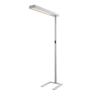 Moderne, dimmbare LED Bürostehleuchte Susi in Alu mit Bewegungsmelder für das Arbeitszimmer.
