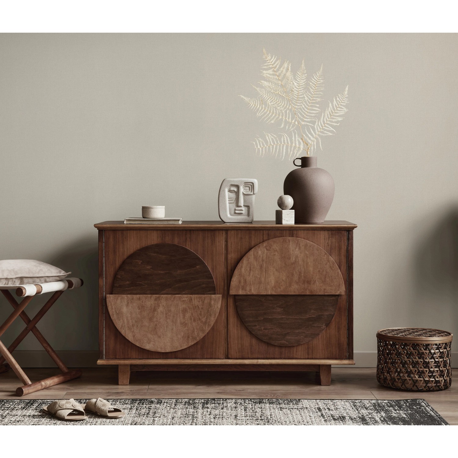 Erismann Vliestapete Elle Decoration 4 Woven Creme im Raum, dezente Textilstruktur.