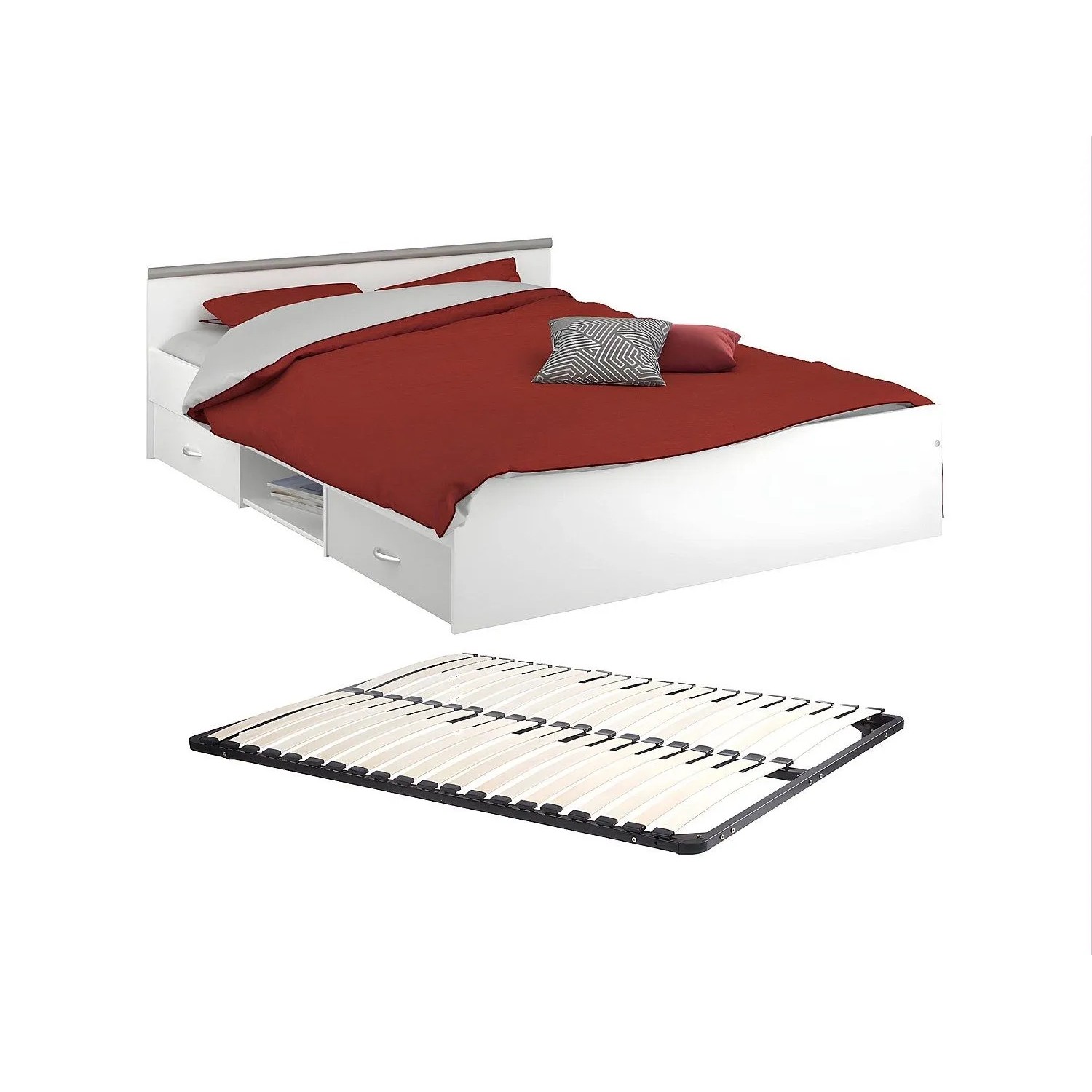 Vente-unique Bettrahmen Pablo Weiß 145.8 cm