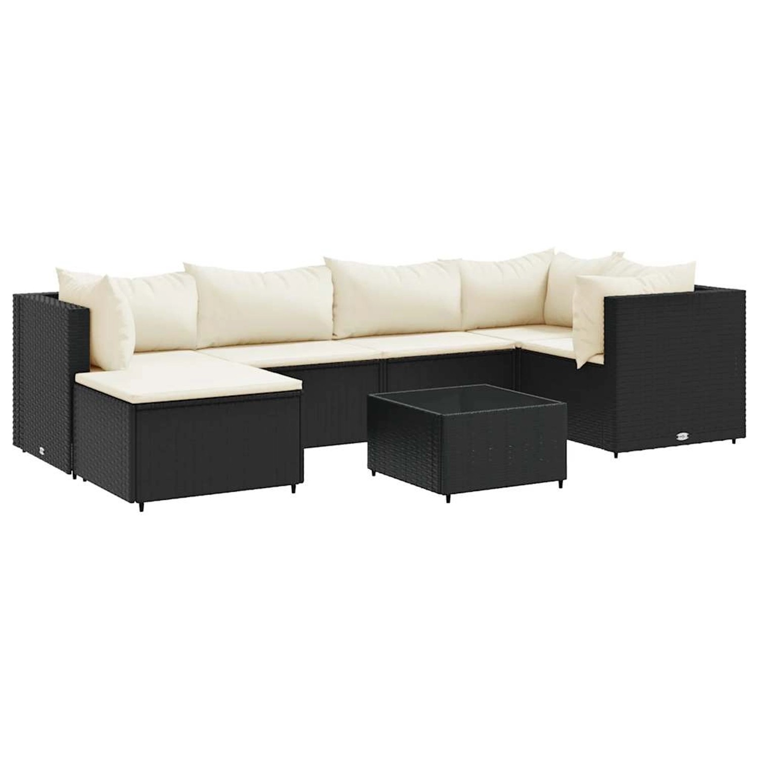 vidaXL 7-tlg Garten-Lounge-Set mit Kissen Schwarz Poly Rattan Modell 40 günstig online kaufen