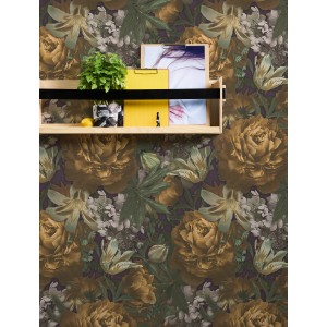 A.S. Création Vliestapete mit Blumenmuster in Bunt und Gelb. Dekorative Tapete mit floralem Design.