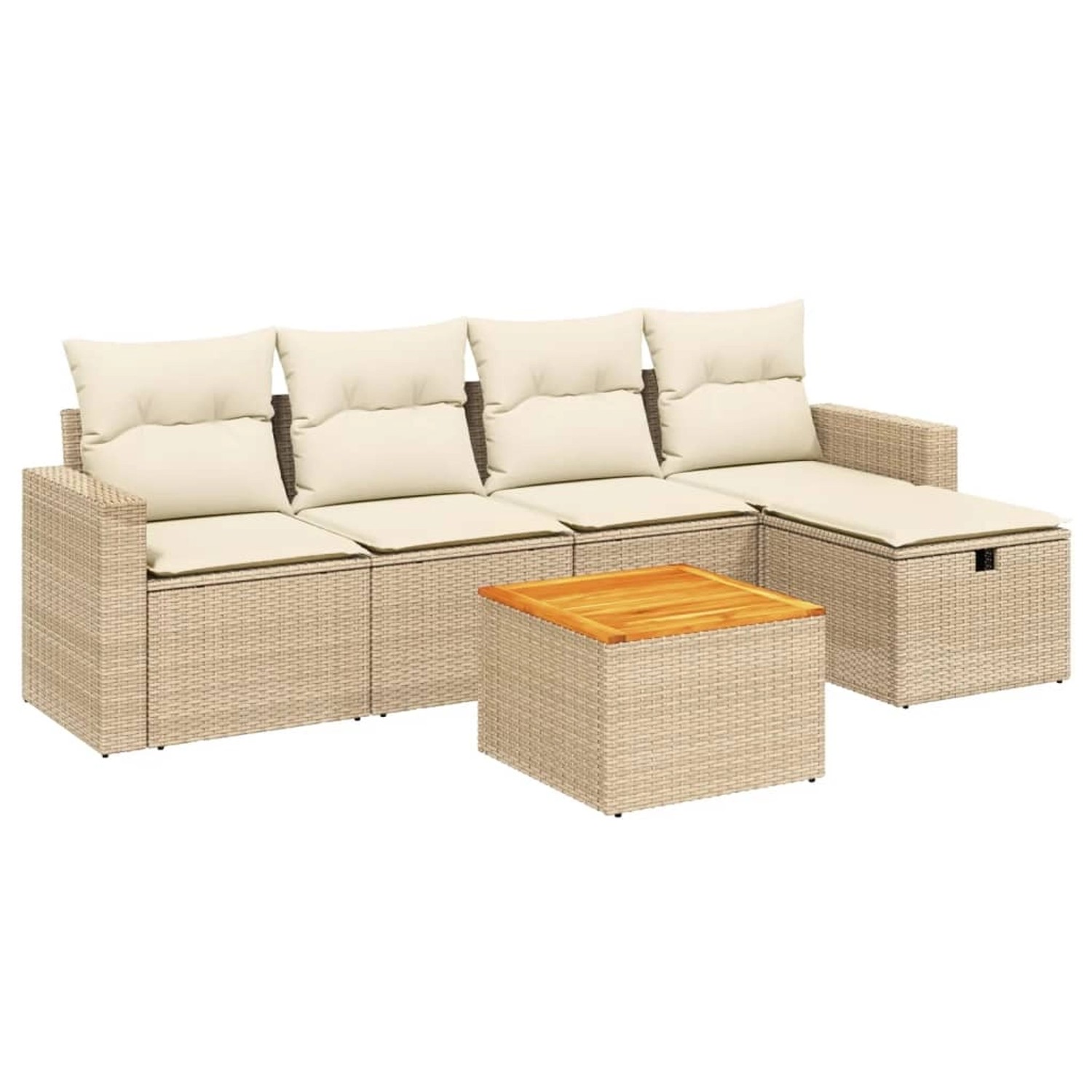 vidaXL 6-Tlg Garten-Sofagarnitur mit Kissen Beige Poly Rattan 3264831