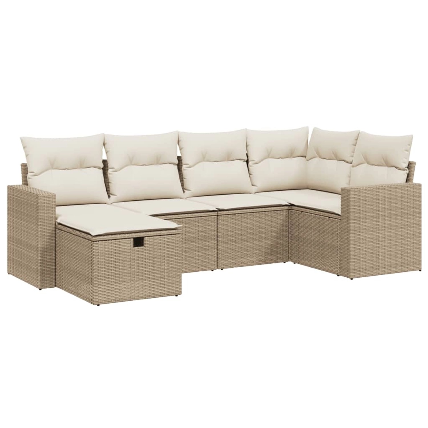 vidaXL 6-Tlg Garten-Sofagarnitur mit Kissen Beige Poly Rattan 3263484 günstig online kaufen