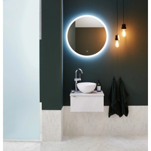 Pelipal Badezimmerspiegel mit LED, Serie 6915, Aluminium Matt, 70 cm Durchmesser.