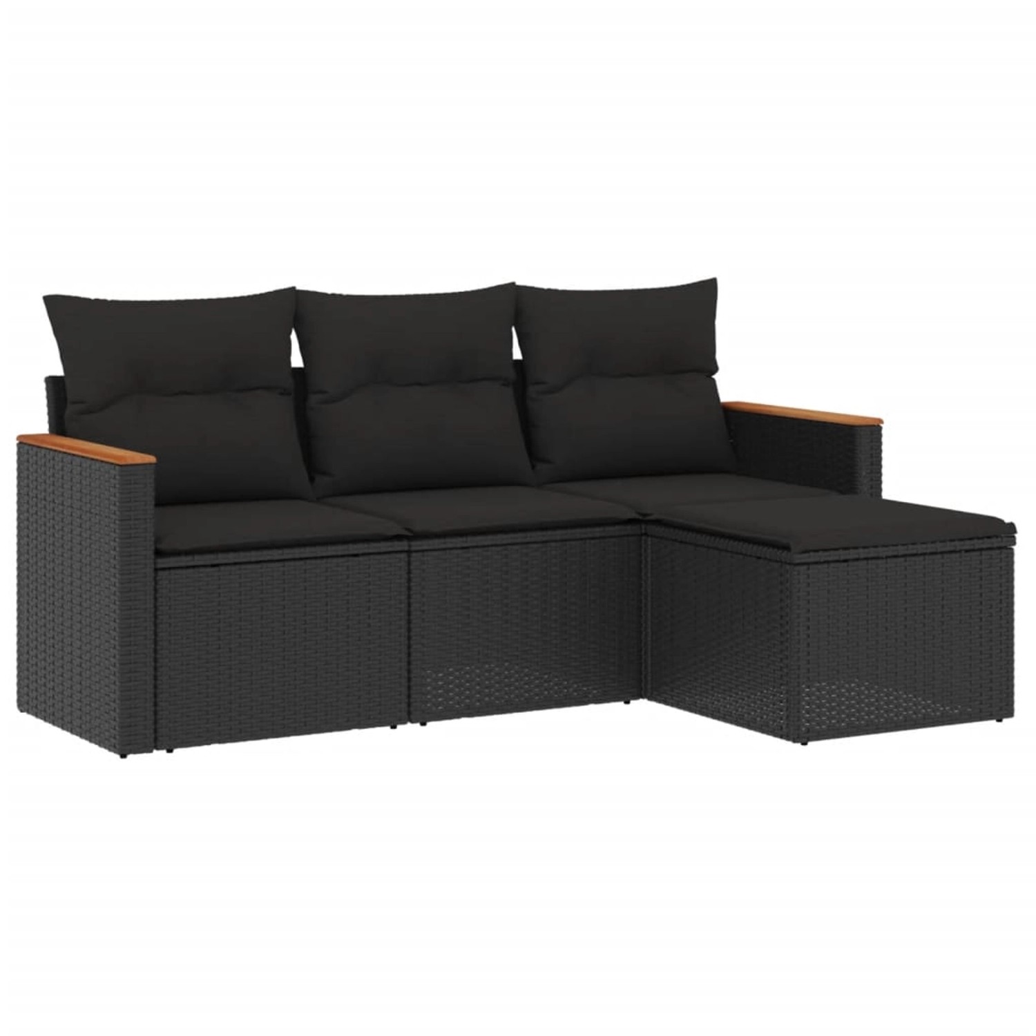 vidaXL 4-Tlg Garten-Sofagarnitur mit Kissen Schwarz Poly Rattan 3225901 günstig online kaufen