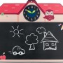SwingKing Tafel mit Uhr für Spielhaus: Schwarze Maltafel mit Haus-Design und Zeichnungen.