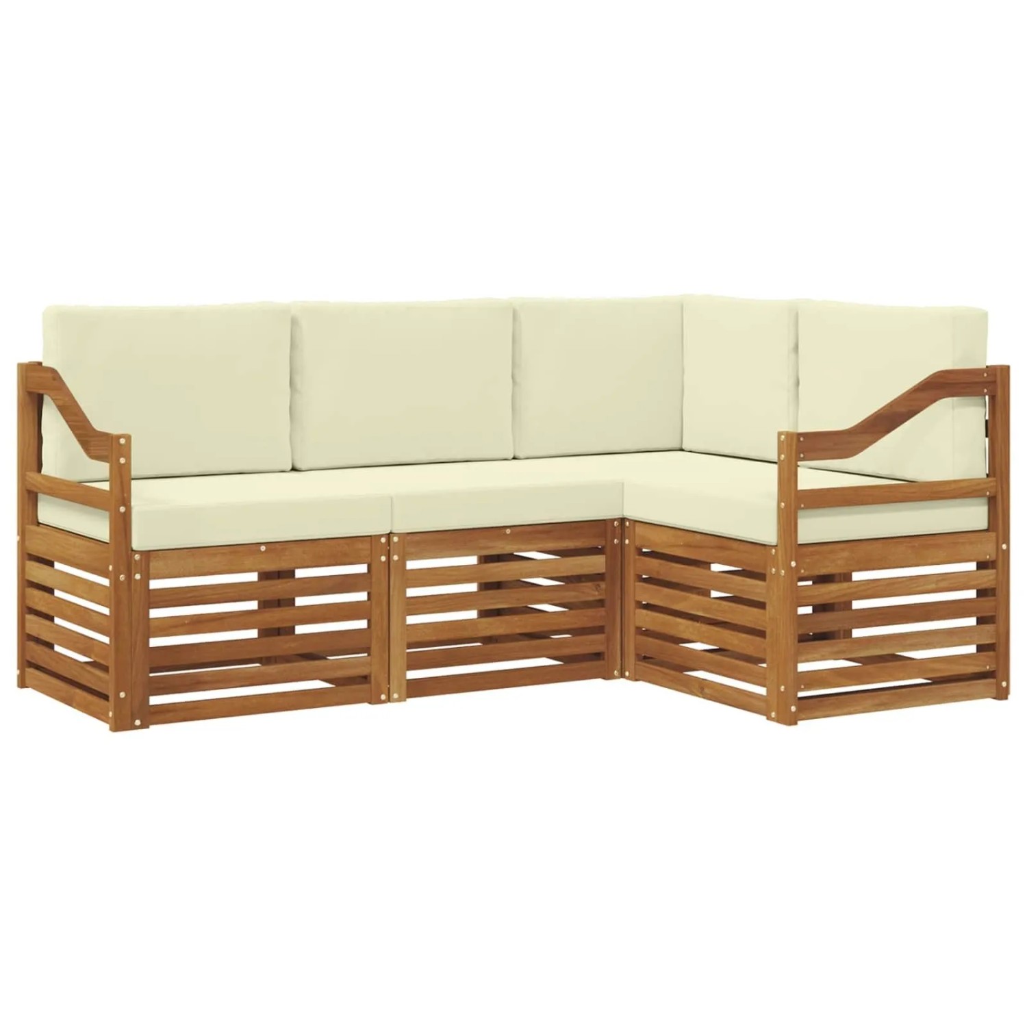 vidaXL Sofagarnituren 4 Tlg Natur und Creme Massivholz Akazie 3374745