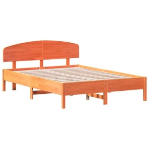 vidaXL Massivholzbett ohne Matratze Wachsbraun 120x200 cm Kiefernholz 3207216