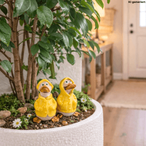 Dekohelden24 2er Set Dekofiguren Ente Deko Enten Entenfiguren Gartenfigur Ente L/B/H 5 x 5 x 8 cm