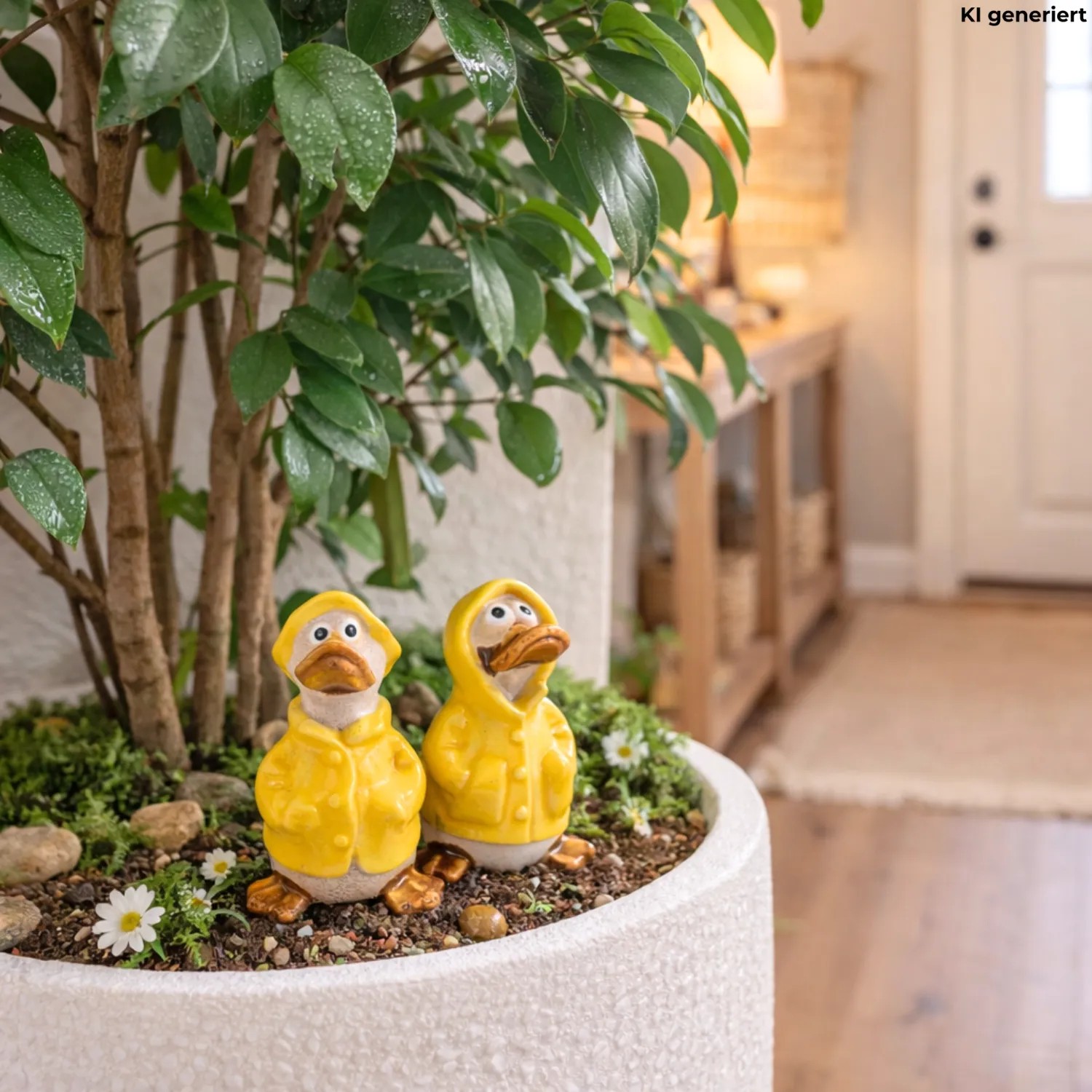 Dekohelden24 2er Set Dekofiguren Ente Deko Enten Entenfiguren Gartenfigur Ente L/B/H 5 x 5 x 8 cm_2