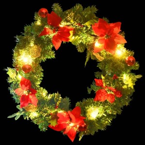 vidaXL Weihnachtskranz mit LED-Leuchten Grün 60 cm PVC 321517
