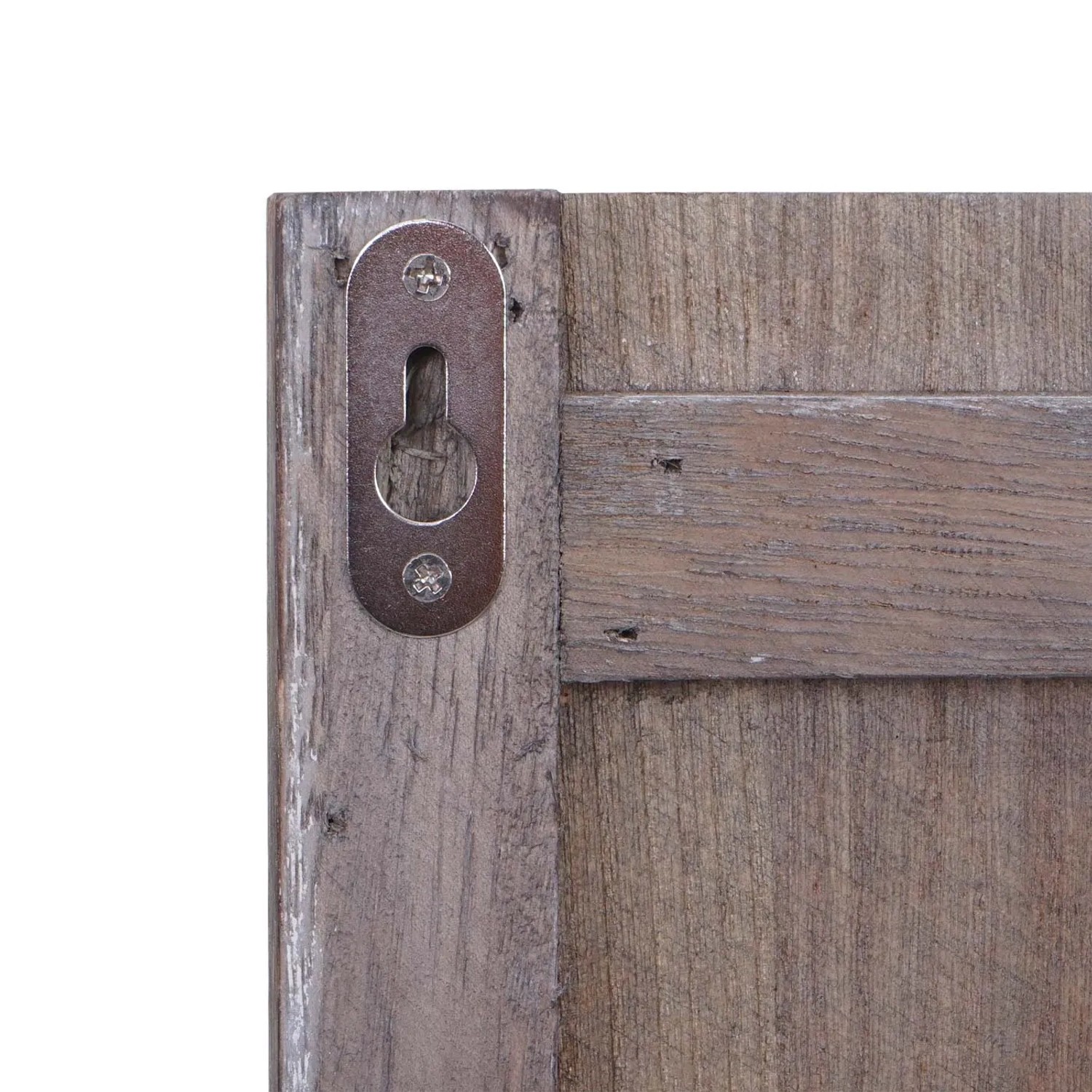 Detailaufnahme Wandhalterung der braunen MCW Wandgarderobe im Shabby-Look.