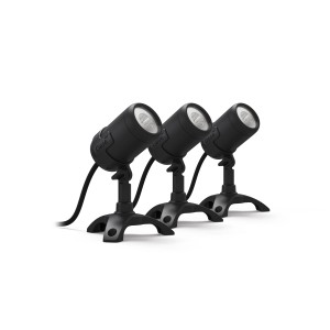 Oase LunAqua Connect M 3er-Set: Unterwasserbeleuchtung für Teich und Garten, schwarze Spots mit Kabel.