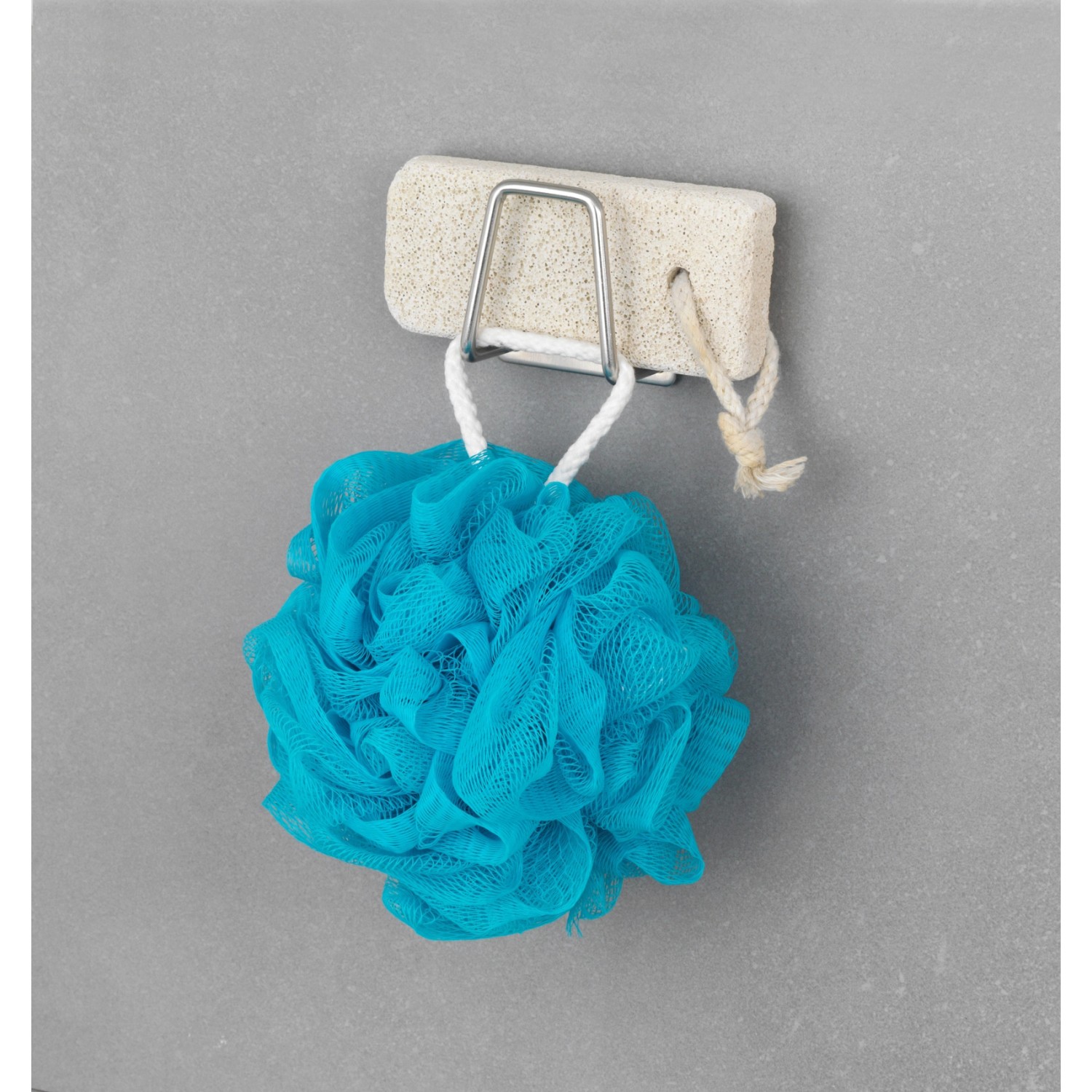 Wenko Universal-Halter Edea mit Badeschwamm, Edelstahl rostfrei, silber matt.