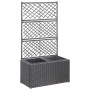 Schwarzer DELUKE Rankkasten mit 2 Töpfen und Rankgitter aus Rattan, ideal als Pflanzkasten und Rankhilfe.