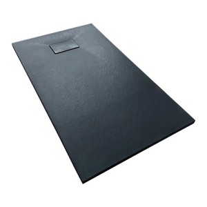 Bad Land Duschwanne Rechteck VIDAR 120x90x3,2 Verbundwerkstoff Schwarz Steinoptik Ablauf