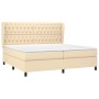 Cremefarbenes vidaXL Boxspringbett 200x200 cm mit gestepptem Kopfteil und Matratze.