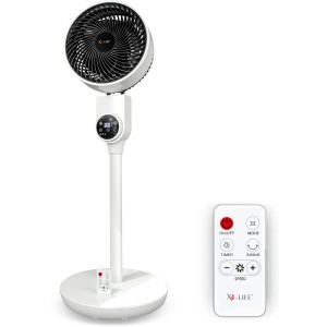 Weißer Vornado X4-Life Pinguin DX Standventilator mit Fernbedienung.