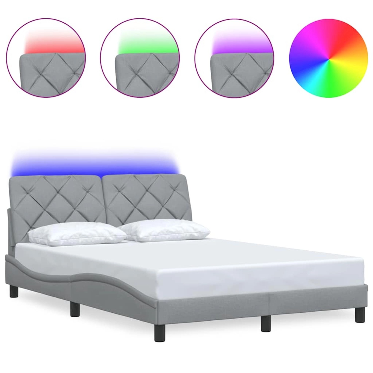 vidaXL Bettgestell mit LED ohne Matratze Hellgrau 140x200 cm Stoff 3310671 günstig online kaufen