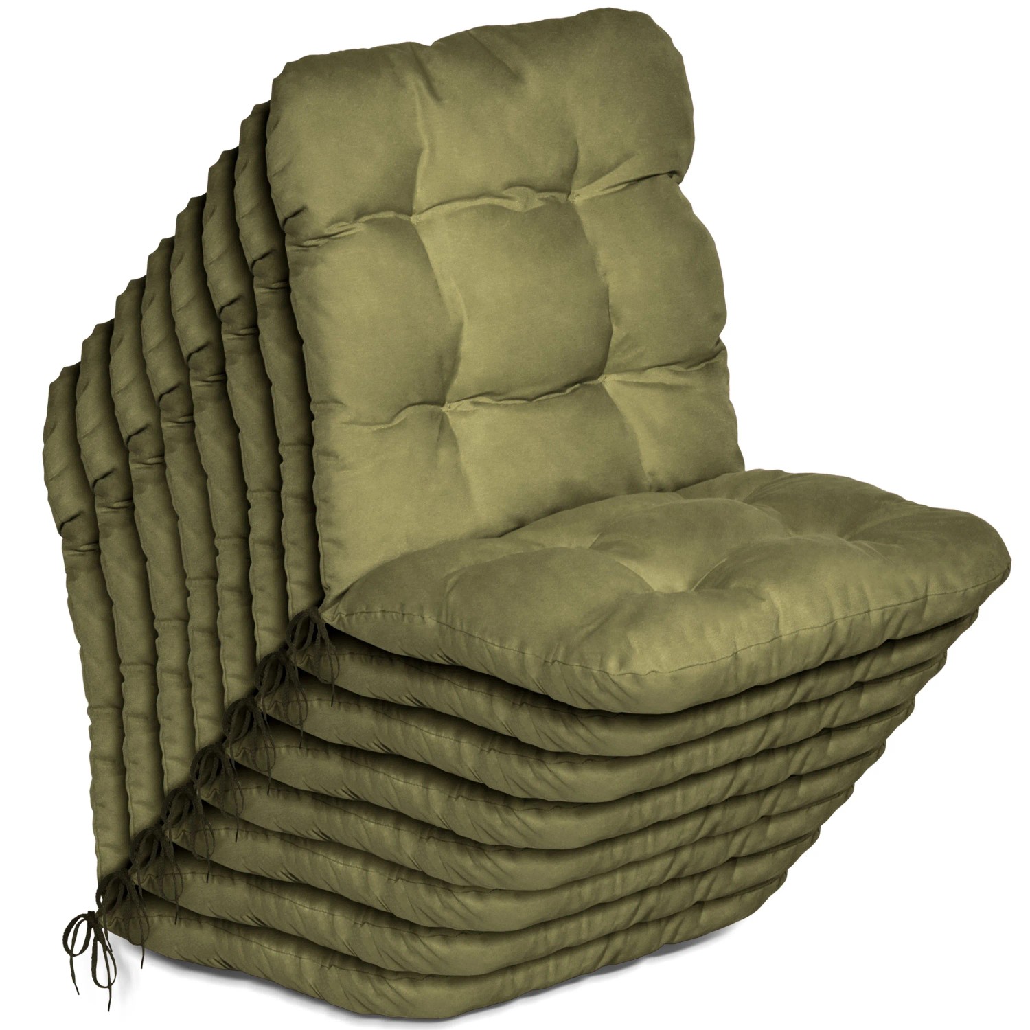 Beautissu 8er Set Niedriglehner Auflagen Set Flair NL 100x50x8cm Olivegrün