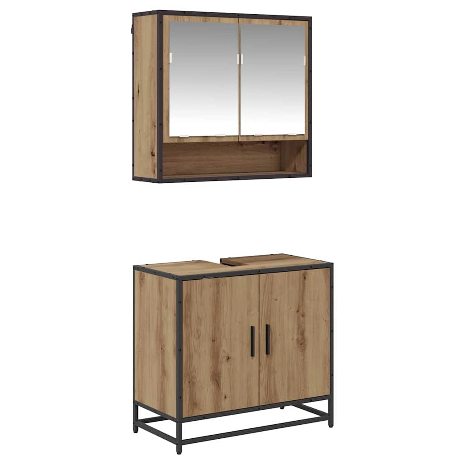 vidaXL Badezimmermöbel-Set mit Regal 2-Tlg Artisan-Eiche Holzwerkstoff 3402 günstig online kaufen