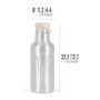 Petromax Isolierflasche TB150, 1,5 l, Edelstahl mit Bambusdeckel, Maße werden angezeigt.