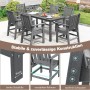 Costway Gartenstuhl Kunststoff Hdpe Holzoptik Wetterfest Grau_5