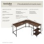 Tectake Eckschreibtisch im Industrial Style mit Holzplatte und schwarzem Stahlgestell.