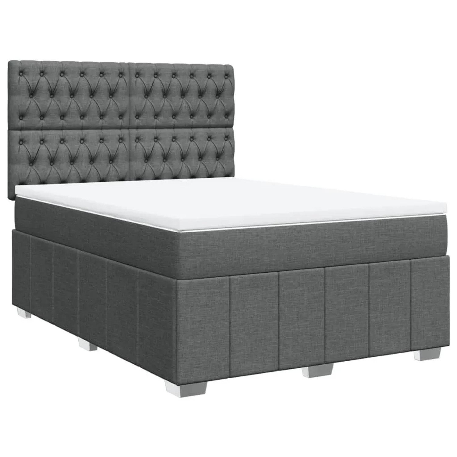 vidaXL Boxspringbett mit Matratze Dunkelgrau 140x190 cm Stoff 3293971