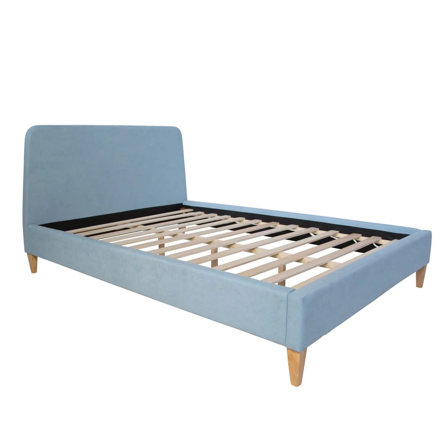 Homestyle4u Polsterbett 140 x 200 cm Bettgestell Mit Lattenrost Blau 1832