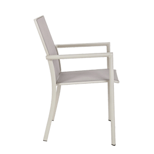 Gartenstuhl Konnor Rastin mit Textilbespannung und Aluminiumrahmen, Seitenansicht.