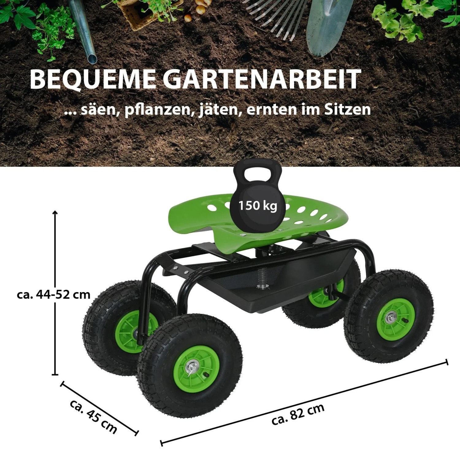 TRUTZHOLM Gartenhocker mit Rollen 150 kg Sitzhöhe 44-52 cm kaufen bei OBI