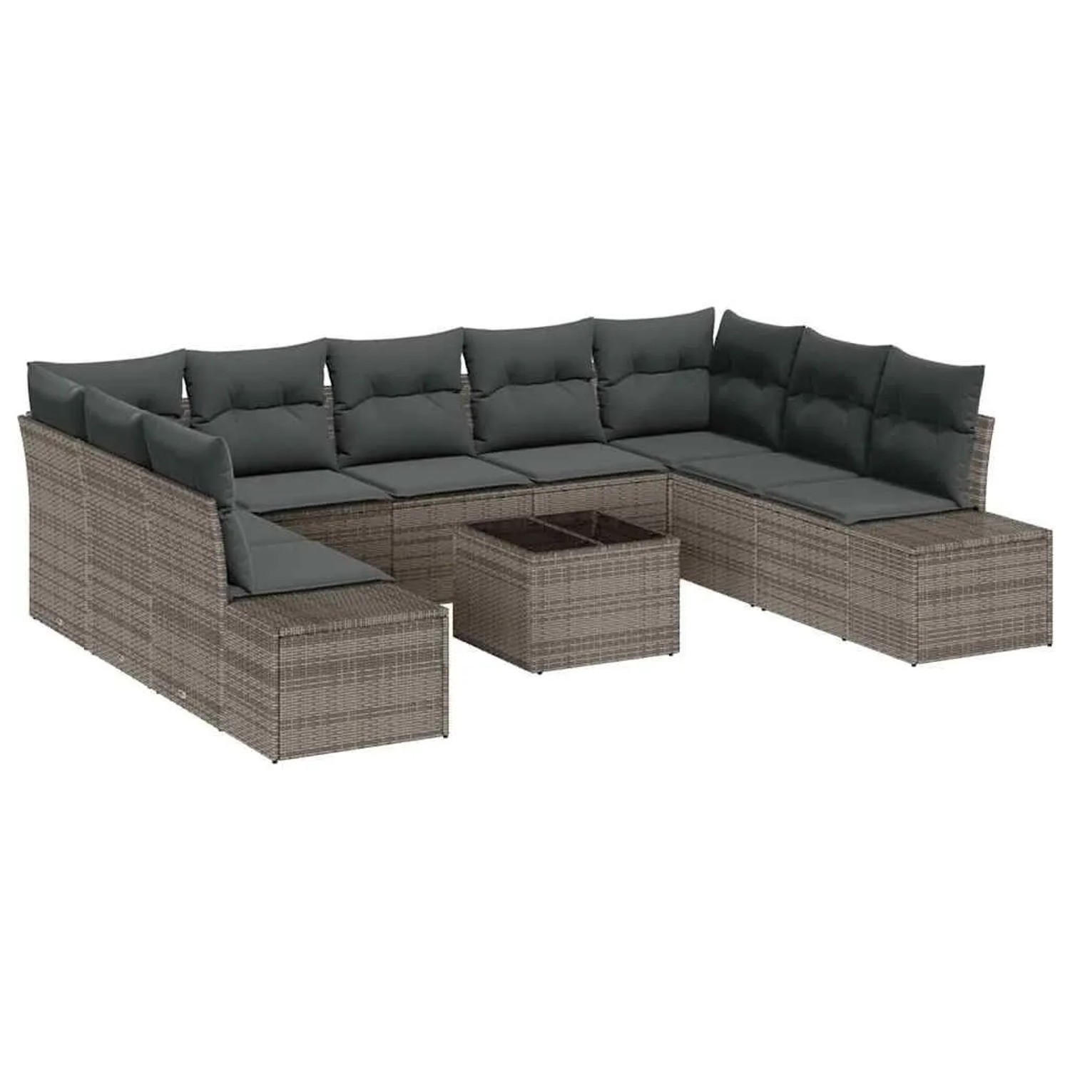 vidaXL Gartensofa-set mit Kissen 9-Tlg Grau Poly-Rattan 3355898 günstig online kaufen